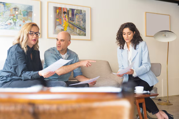 Business professionals practicing negotiation scenarios